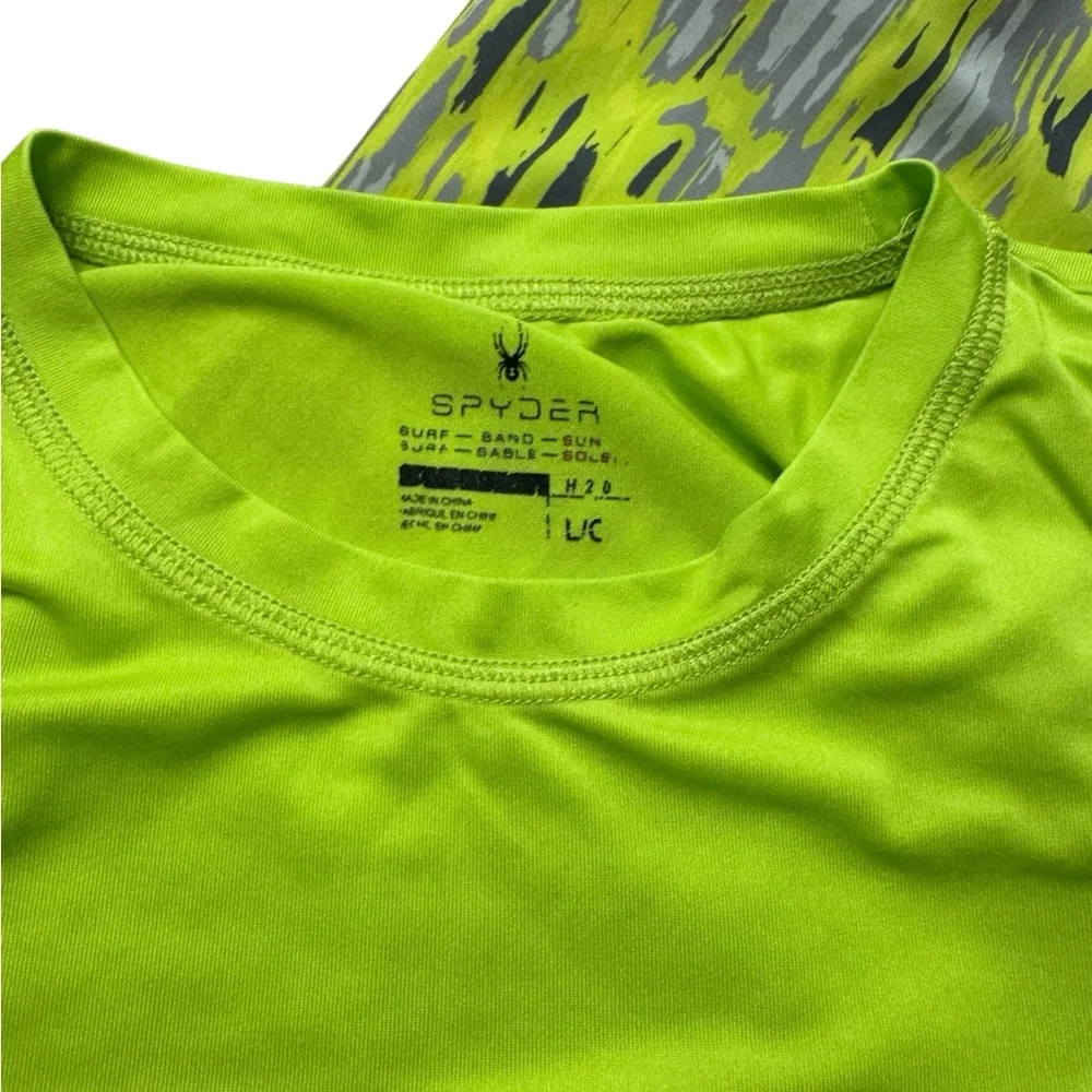 Spyder | 2 Piece Kids Swim Set in Neon Yellow Green and Gray Size Large L
